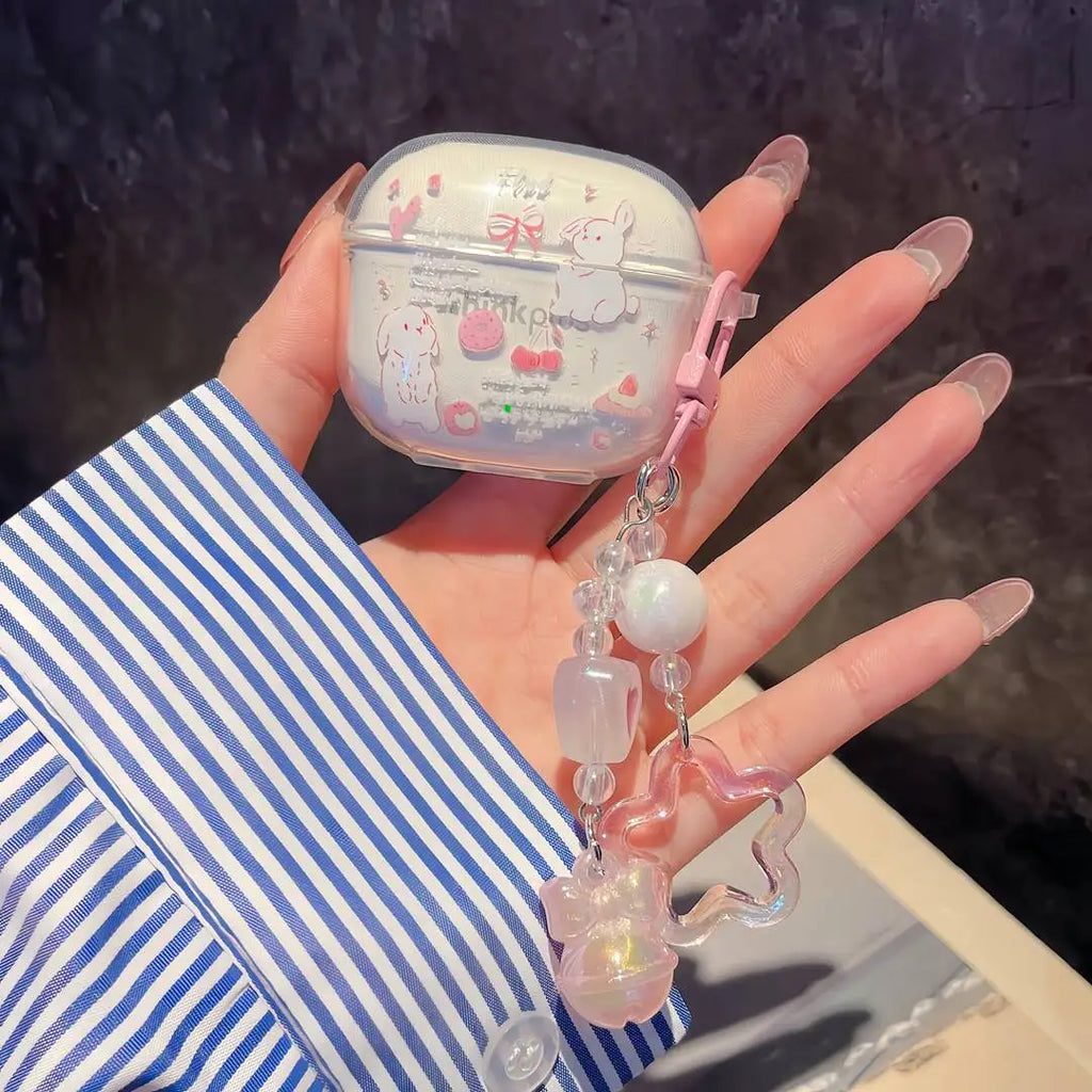 Étui de protection pour écouteurs OPPO Enco Buds 2, housse souple avec nœud de dessin animé cerise pour casque OPPO Enco Air 2i avec porte-clés