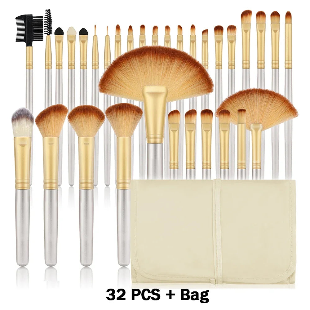 Nouvel ensemble de 10/32 pinceaux de maquillage doux et moelleux pour poudre, fond de teint, contour, fard à joues, correcteur, fard à paupières, estompeur et illuminateur – Outil de beauté