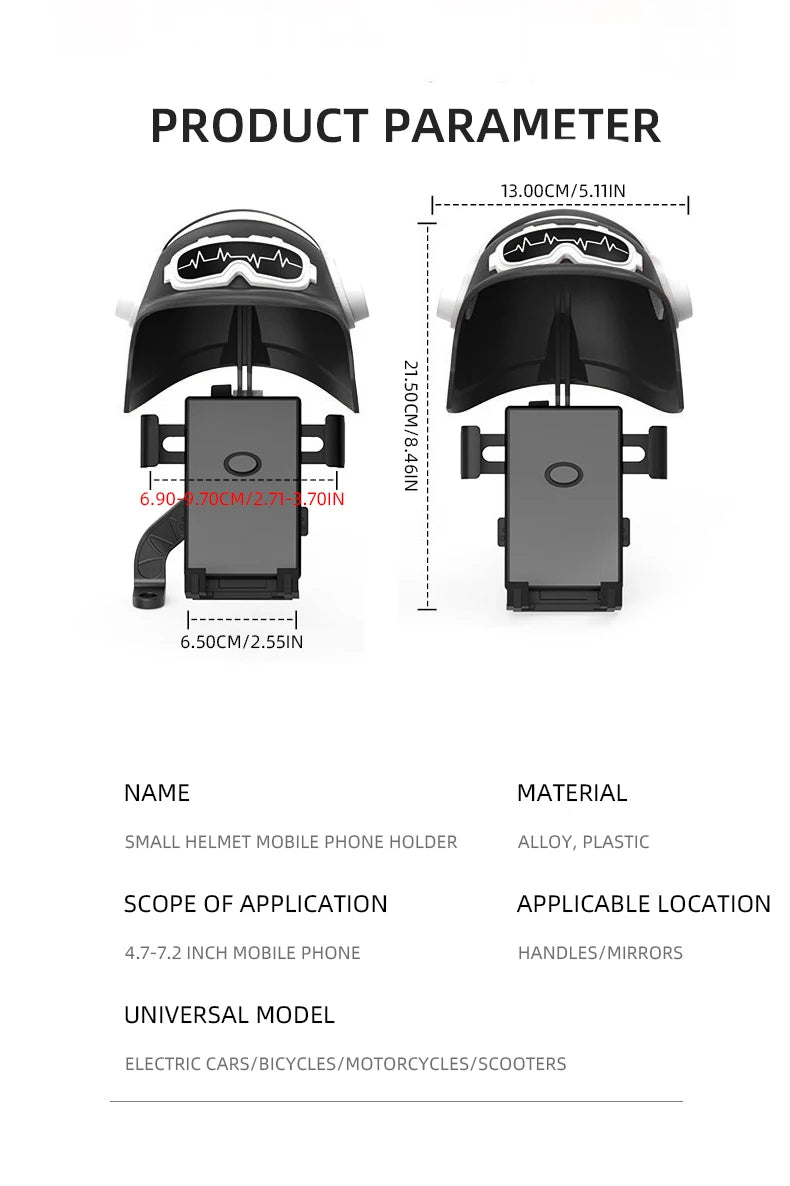 1pc petit casque cavalier moto support pour téléphone portable vélo électrique étanche parasol Navigation support pour téléphone portable