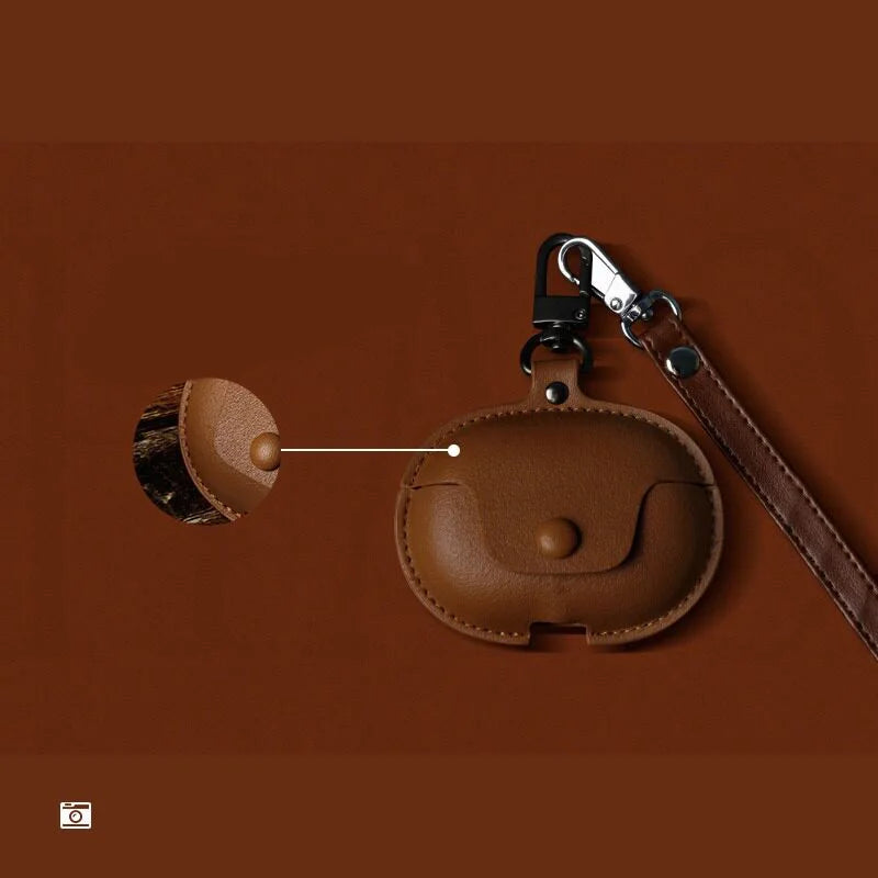 Étui de protection en cuir pour écouteurs OPPO Enco Clip 2, housse en cuir PU de qualité supérieure avec cordon anti-perte, protection intégrale antichoc