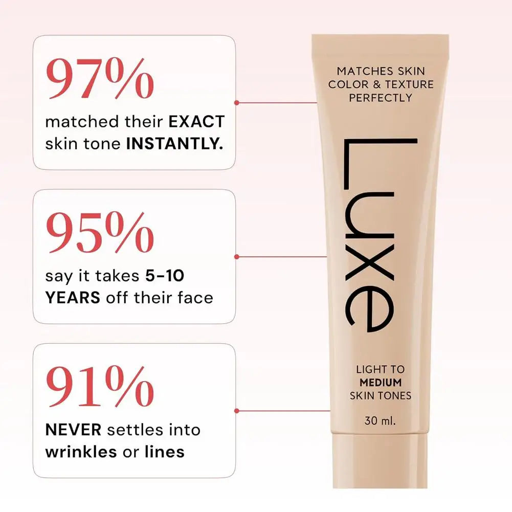 Fond de teint correcteur Luxe Skin Tone Matching, maquillage imperméable à couvrance totale pour dissimuler les imperfections et unifier le teint, longue tenue