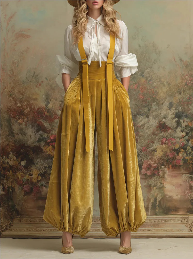Combinaison en velours pour femme, taille haute, ample, style salopette, mode printemps-été