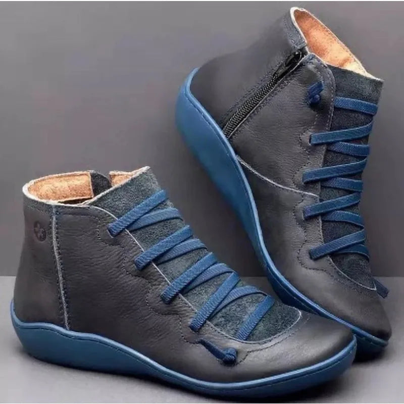 Bottes à lacets pour femmes, bottes de neige courtes Vintage, chaussures antidérapantes, Socofy Chaussures Femmes