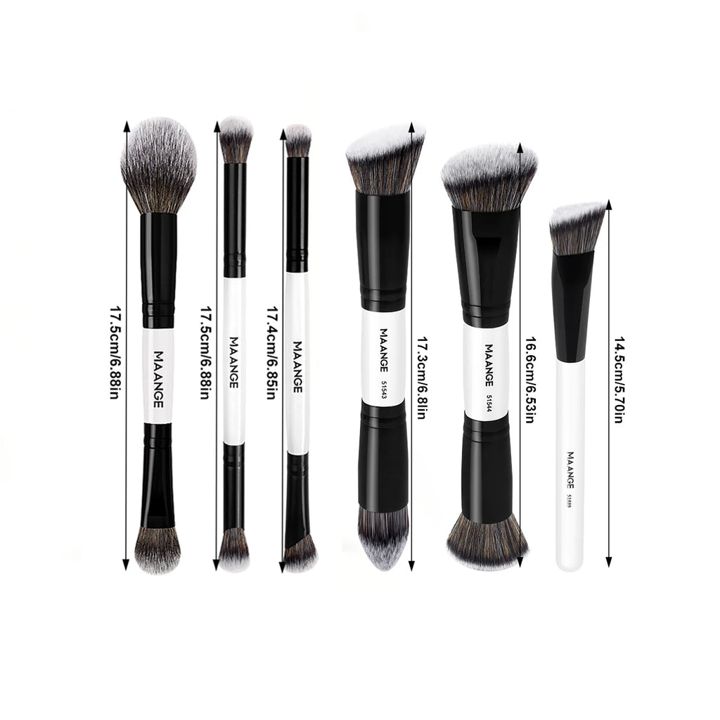 Pinceaux de maquillage MAANGE, lot de 6 pinceaux professionnels synthétiques pour fond de teint, anticernes, kabuki, visage, pinceaux de maquillage de voyage