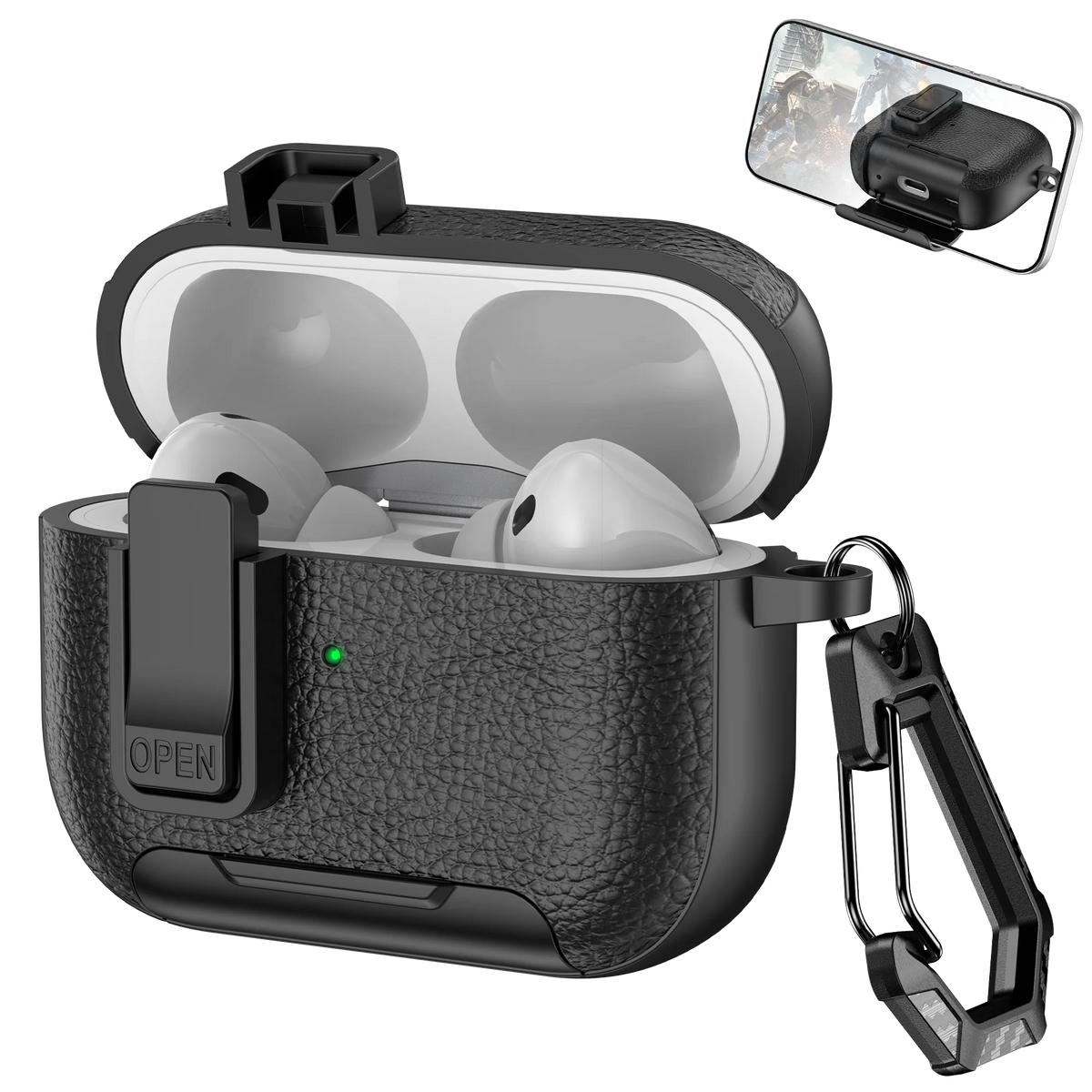 Support de téléphone étui cortex pour AirPods Pro 3 housse de casque Bluetooth pour AirPods Pro 2 ou AirPods 1 2 3 4 Pro étui avec crochet