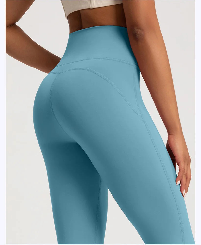Pantalon évasé en velours pour femme, taille haute, couleur nude, amincissant, chaud, coupe large, pour le sport, le fitness et le yoga