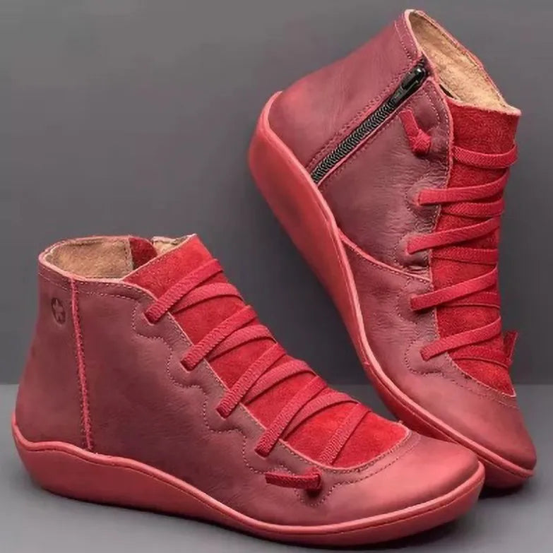 Bottes à lacets pour femmes, bottes de neige courtes Vintage, chaussures antidérapantes, Socofy Chaussures Femmes