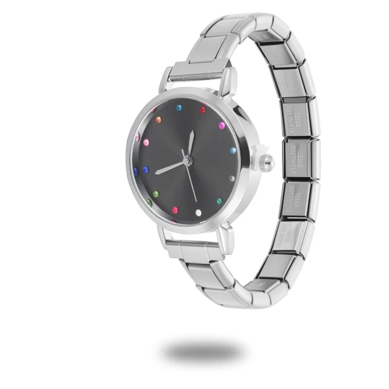Connecteur de montre de mode en acier inoxydable, lien de charme italien de 9MM, en-tête de montre carrée pour femmes, Bracelet de liaison, bijoux à bricoler soi-même, cadeau